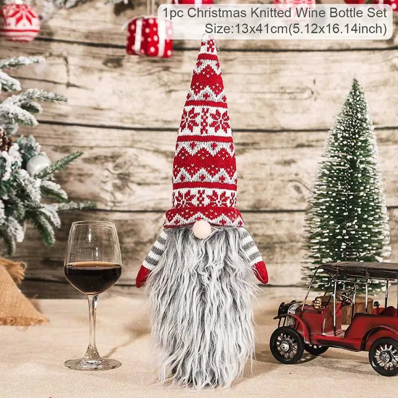Christmas Wine Bottle Cover Merry Christmas Decoration For Home 2024 Christmas Ornaments Decor Happy New Year 2025 Navid Noel