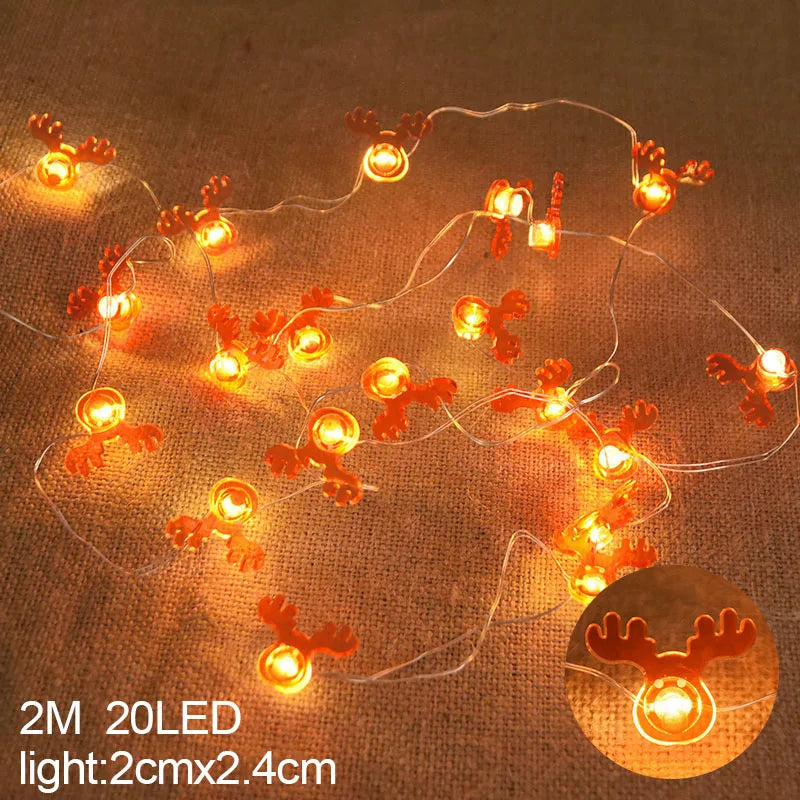2M 20LED Santa Claus Snowflake LED Light String Christmas Decoration For Home Xmas Tree Ornament 2025 Navidad Kids Gift New Year