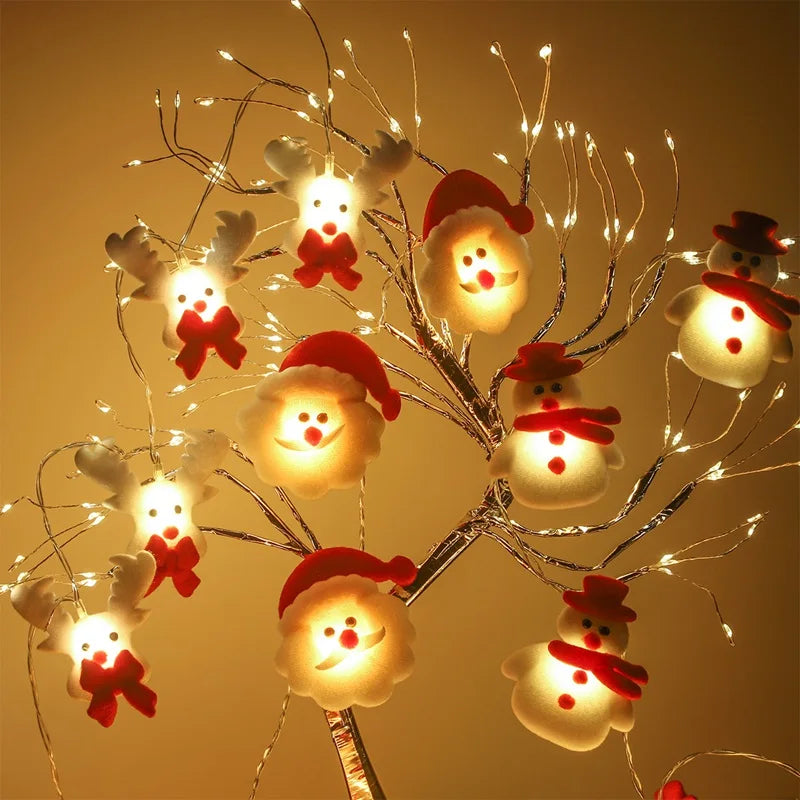 Snowman Christmas LED Garland String Light Merry Christmas Decorations For Home 2024 Xmas Tree Ornament Navidad New Year Gifts