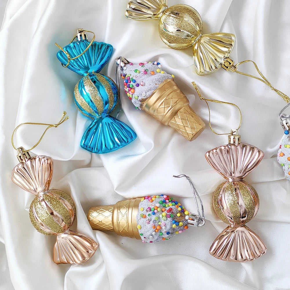 Mix Cute Candy Donuts Cupcake Ice Cream Cone Christmas Ornaments Kit Christmas Tree Hanging Decorations Gifts Navidad Natal