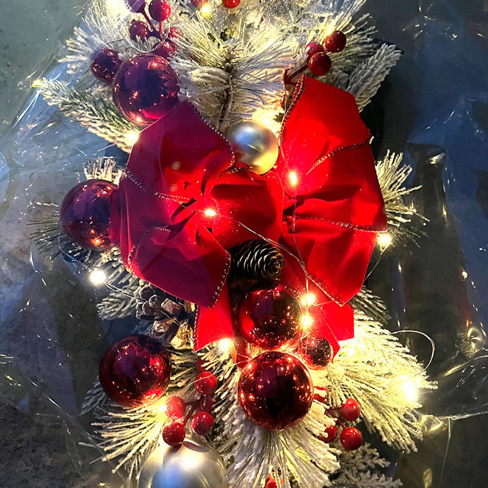 Door Stairs Wreath Christmas Wreath Hanging Pendants Artificial Flowers Stairway Swag Trim Garland Christmas Decorations 2024