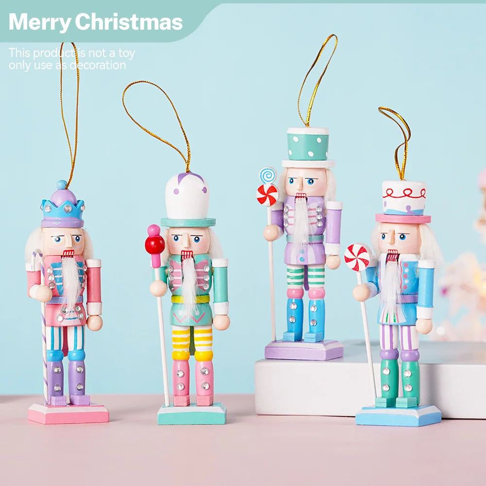 4PCS Macaron Candy Series Nutcracker Puppet Soldier 12CM Christmas Tree Pendant Party Decorations Home Decorations Holiday Gifts