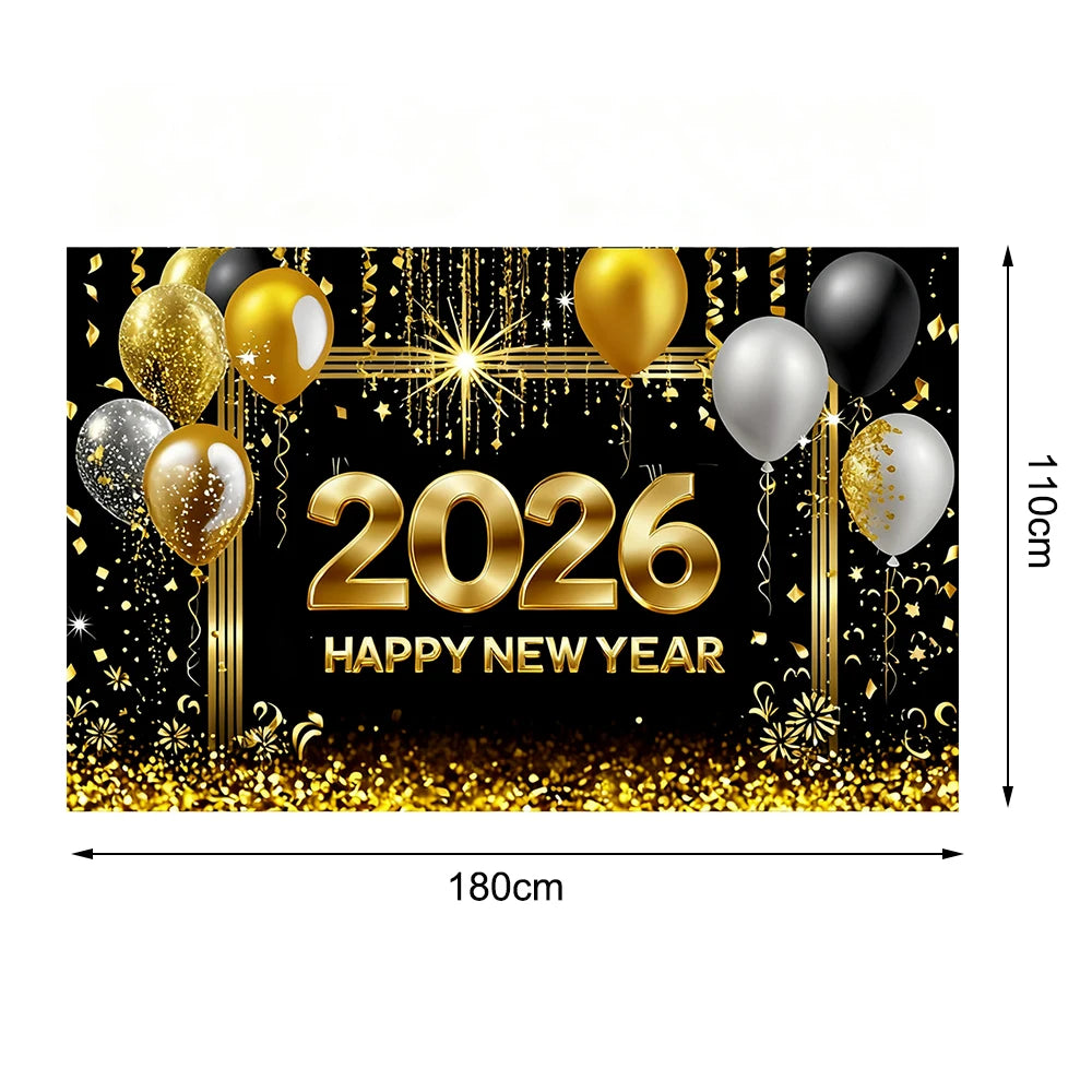 2026 Happy New Year Theme Party Background Banner New Year Celebrate Family Party Decoration Photo Background