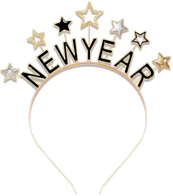 1pcs Happy New Year Headbands for Women Men Girls Boys Rhinestone Headband Eve Party Supplies