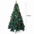 6/7FT Realistic Green Artificial Christmas Tree,Unlit,Decorated with Natural Pinecones & Holly Berries, Quick Setup,Metal Stand