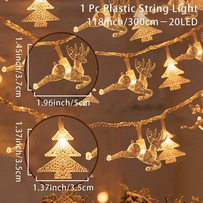 Snowman Christmas LED Garland String Light Merry Christmas Decorations For Home 2024 Xmas Tree Ornament Navidad New Year Gifts