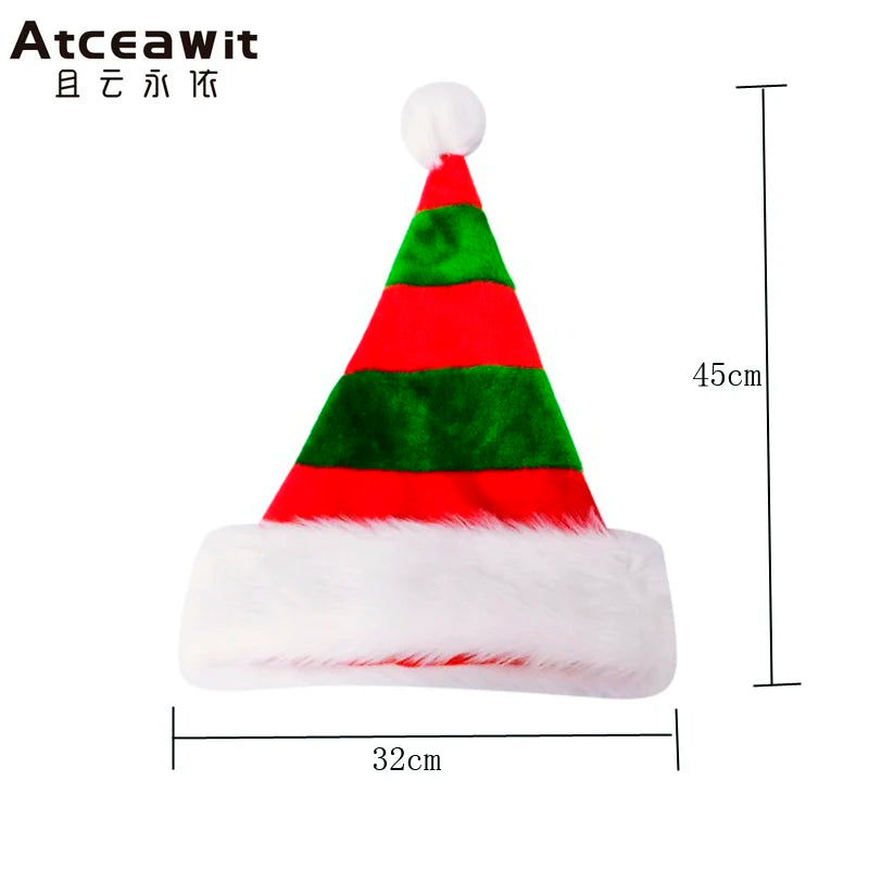Christmas Black Red Plush Hat Santa Novelty Hat Kids Christmas Decorations For New Year Home Santa Claus Gift Party Supplies