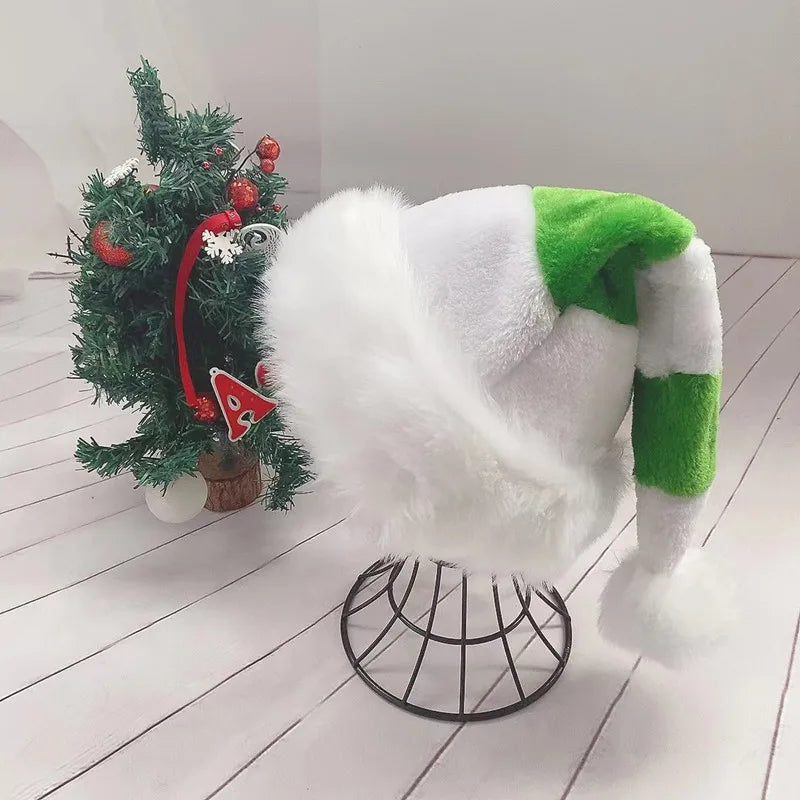 Christmas Black Red Plush Hat Santa Novelty Hat Kids Christmas Decorations For New Year Home Santa Claus Gift Party Supplies