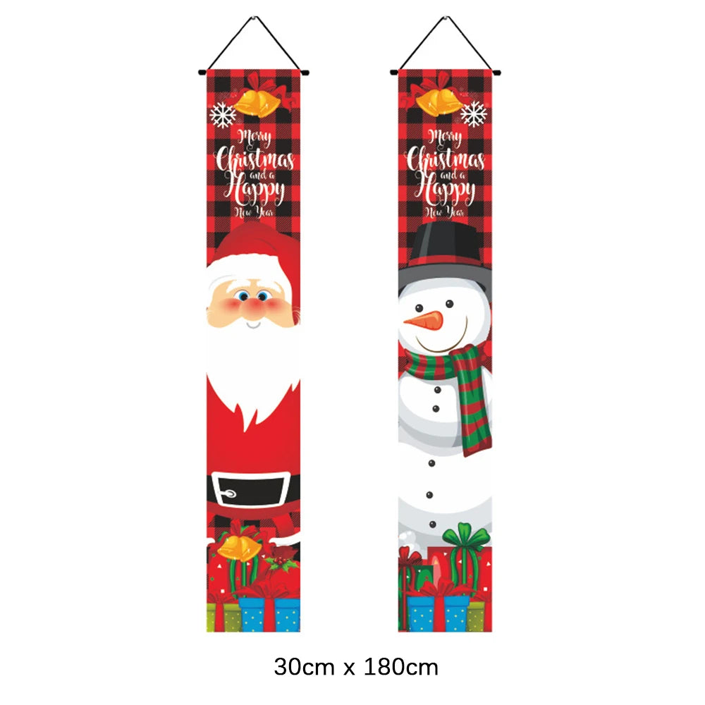 Christmas Door Decoration Merry Christmas Snowman Santa Banner Xmas Hanging Ornament Decoration for Home Happy New Year 2023