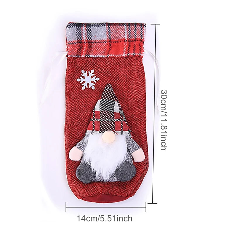 Christmas Wine Bottle Cover Merry Christmas Decoration For Home 2024 Christmas Ornaments Decor Happy New Year 2025 Navid Noel