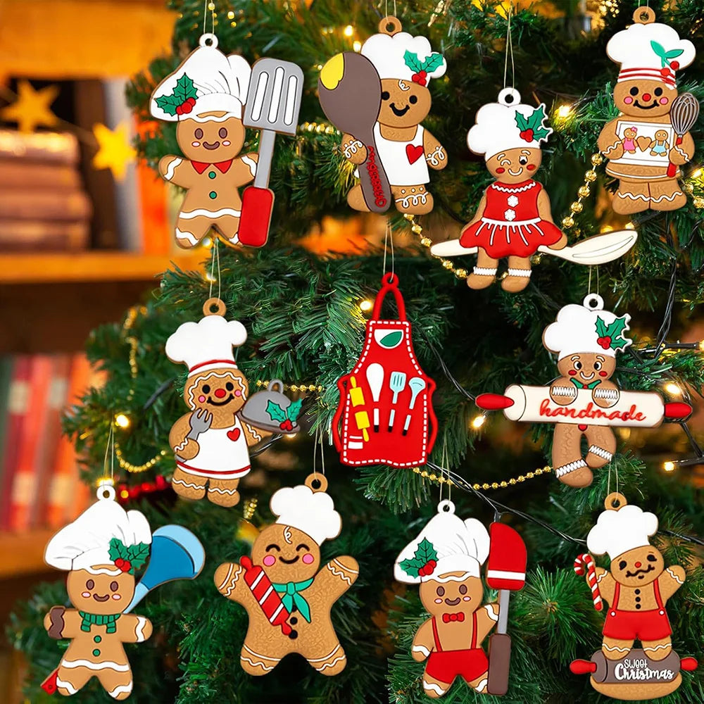 Christmas Decoration for Christmas Tree Ornaments Cooking Gingerbread Man Ornaments Hanging Decor for Tree Kitche Party Supplies