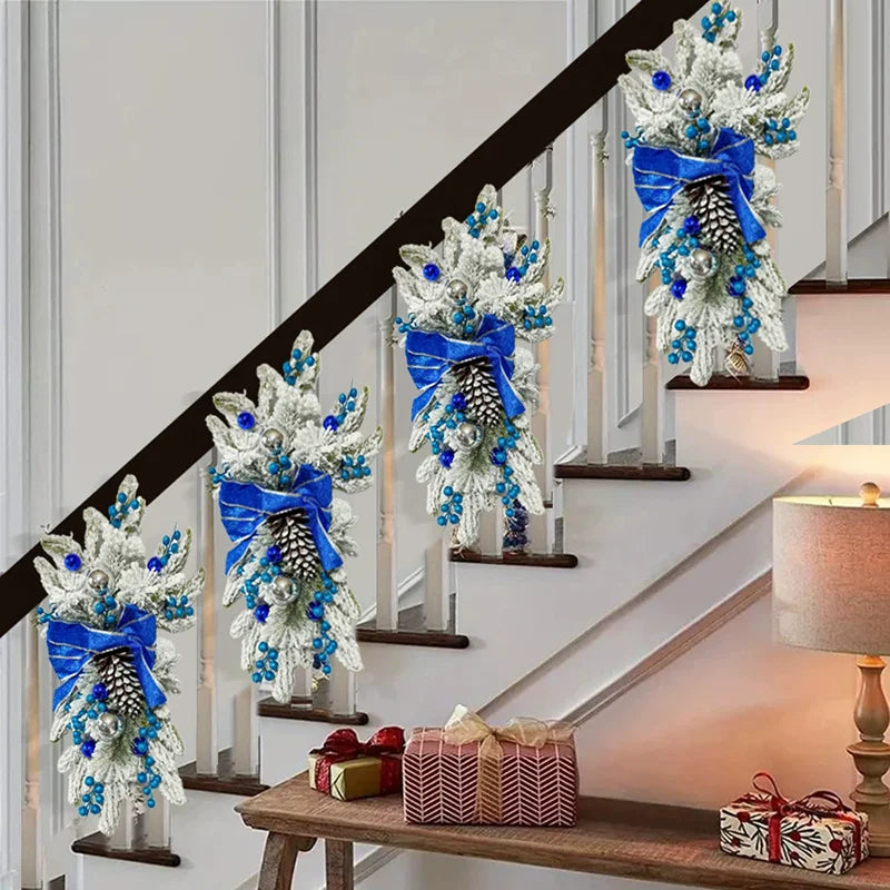 Festive Christmas Upside-Down Staircase Ornaments Home Wall Decorations Christmas Wreaths