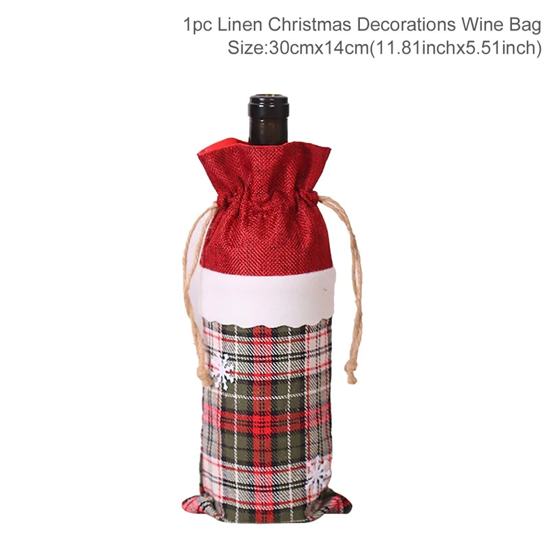 Christmas Wine Bottle Cover Merry Christmas Decoration For Home 2024 Christmas Ornaments Decor Happy New Year 2025 Navid Noel