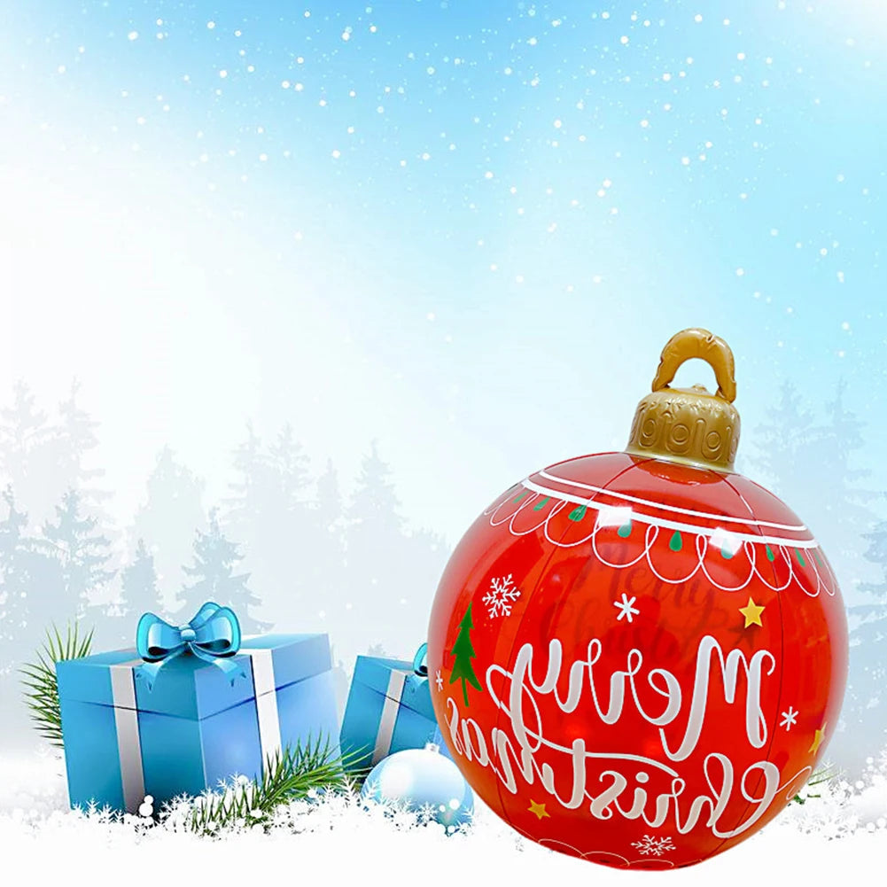 60cm Giant Inflatable Christmas Balls PVC Giant Big Large Balls Xmas Tree Decorations Toy Outdoor Xmas Holiday Yard Lawn Balls