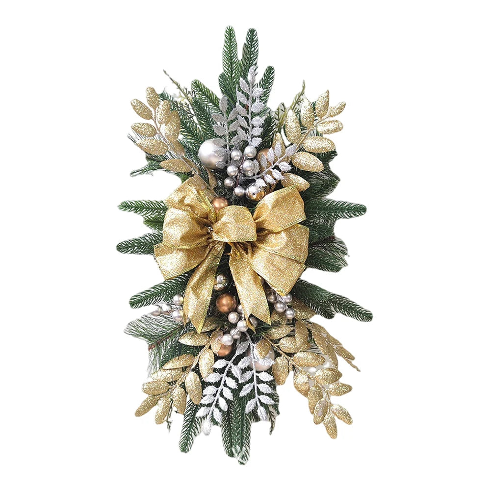 Door Stairs Wreath Christmas Wreath Hanging Pendants Artificial Flowers Stairway Swag Trim Garland Christmas Decorations 2024