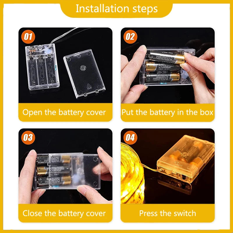 1-10M Christmas luminous lights decoration golden Ribbon Fairy String Lights for Home Party Christmas tree supplies decor