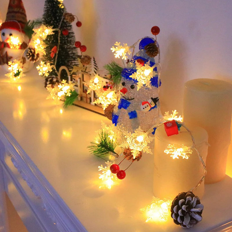 Christmas LED Light String Santa Claus Elk Snowman Xmas Ornament String Light Christmas Decorations 2025 New Year Navidad Gift