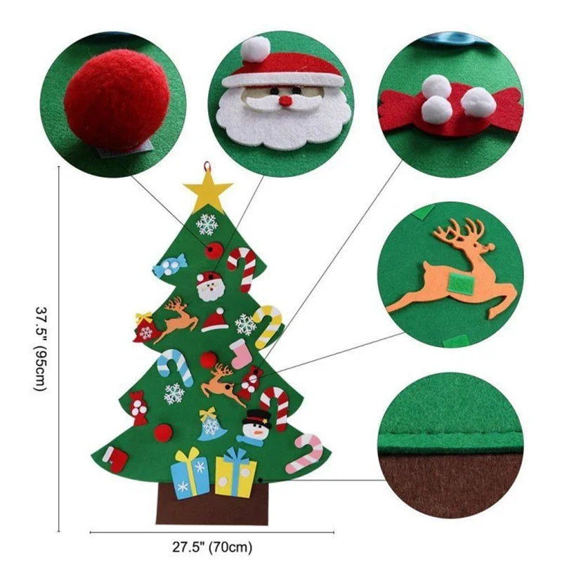 DIY Felt Christmas Decorations Xmas Tree Door Wall Hanging Ornaments Felt Christmas Tree New Year Santa Claus Xmas Kids Gifts