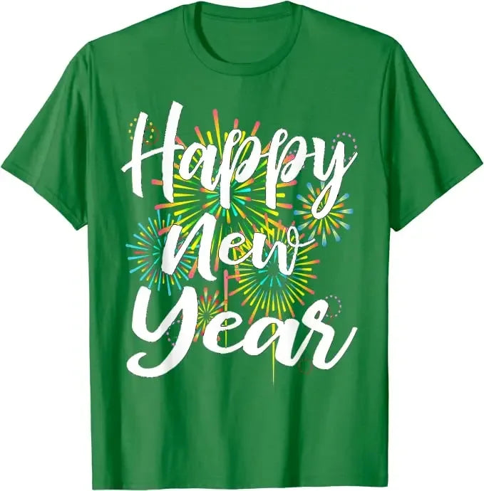 New Years Eve Happy New Year 2025 Gift Fireworks T-Shirt for Women Men Family Matching Outfits Cute Present Aesthetic Clothes