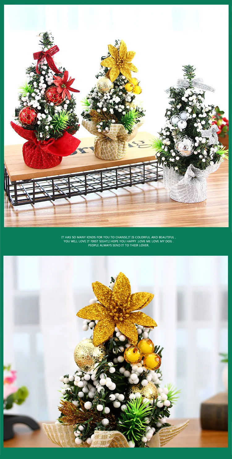 Christmas Tree Decorations 20cm Artificial Xmas Tree Desktop Ornaments for Home Christmas Decoration 2025 Navidad New Year Gifts