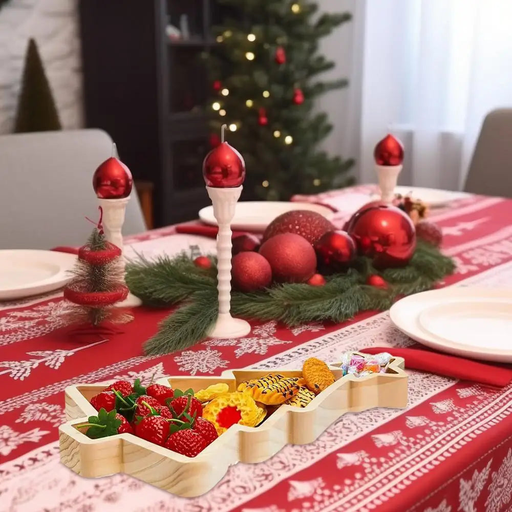 Decorative Serving Platter Tray Wooden Cheese Serving Platter Christmas Theme Wood Platters Suitable For Appetizers Snacks Nuts