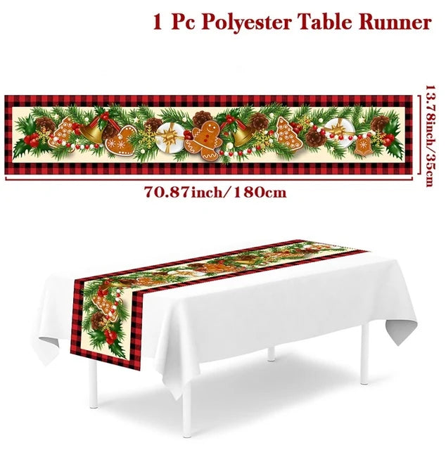 Christmas Table Runner Merry Christmas Decoration for Home Xmas Party Decor 2025 Navidad Notal Noel Ornament Happy New Year 2026