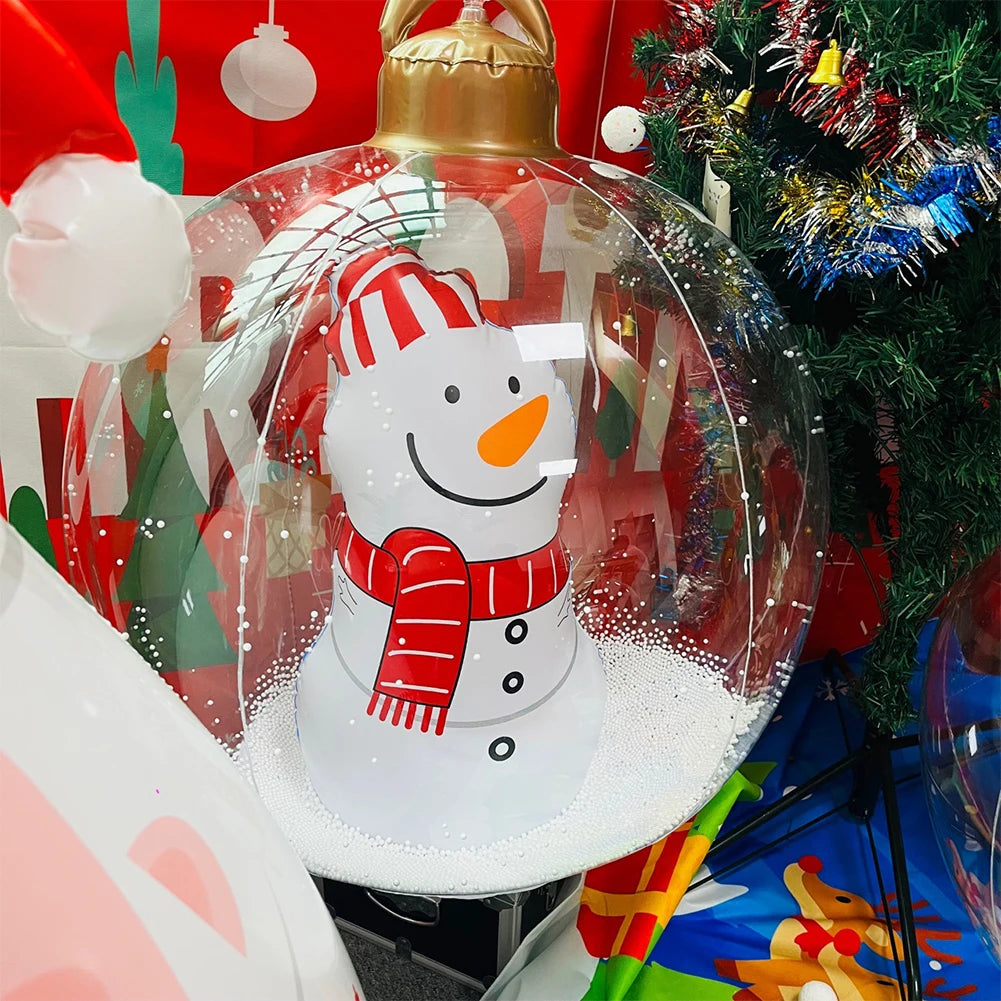 60cm Inflatable Christmas Ball With Light Santa Claus Snowman Christmas Tree Giant Big Large Christmas Balls Ornament Xmas Decor