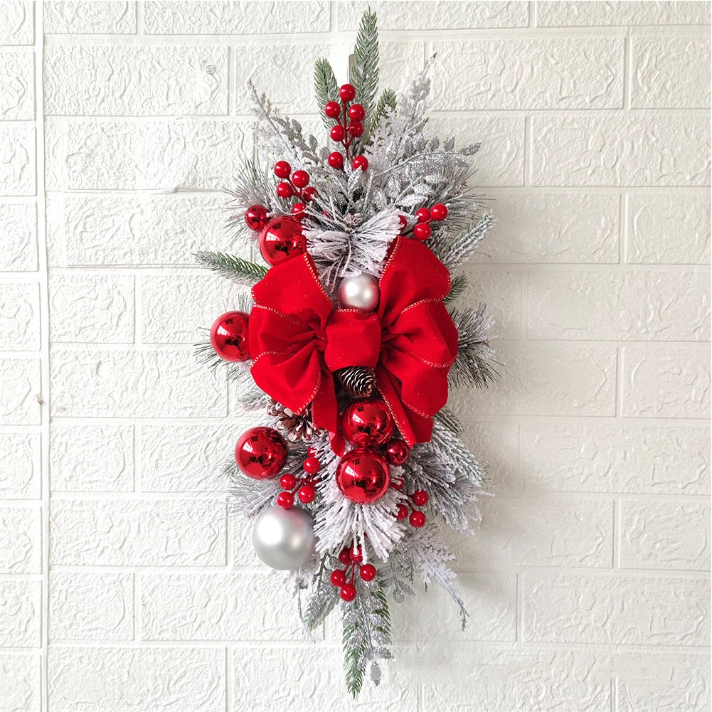 Red Christmas Wreath Home Atmosphere Decorative Garland Stair Decoration Holiday Wreath Home Door Window Decoration Accessories