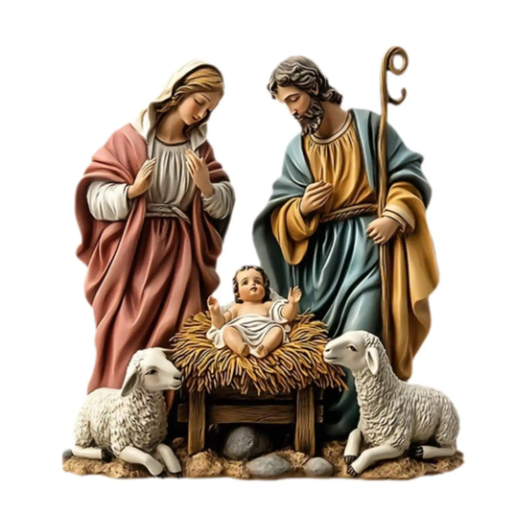 Nativity Scene Figurine Christmas Decoration Desktop Decor Festive Nativity Figurine Display Set for Living Room Holiday Gift