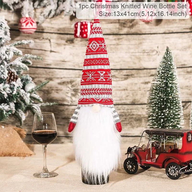 Christmas Wine Bottle Cover Merry Christmas Decoration For Home 2024 Christmas Ornaments Decor Happy New Year 2025 Navid Noel