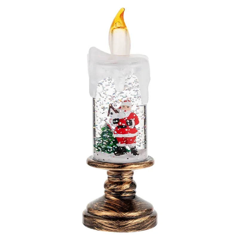 Hot Christmas Decorations Wind Lamp Candle Candlestick Crystal Ball Lights Snow Snowflake Music Box Xmas Gift Scene Arrangement