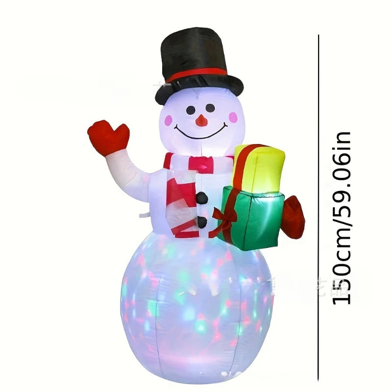 1.5m LED Christmas Inflatable Snowman Outdoor Airblown Decor with Lights for Yard Garden Doorway Holiday Displays Party Props