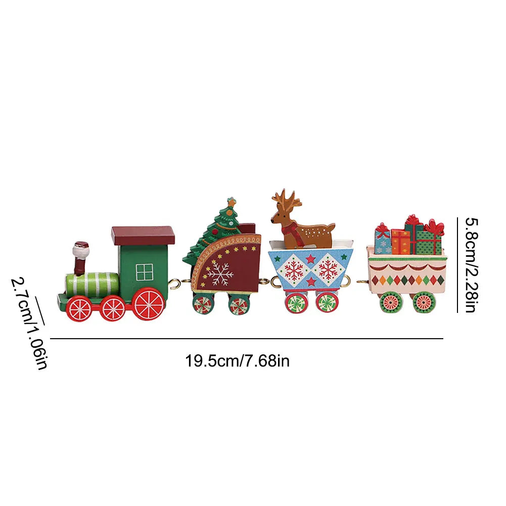 Christmas Wooden Mini Train Decor Set Christmas Train Ornament Toys Xmas Table Top Ornament Christmas Decorations Gift