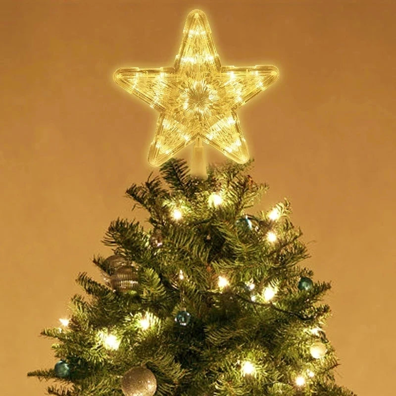 15/19cm Christmas Decoration Glowing Tree Topper Glitter Shining Star Xmas Tree Ornaments for Home Decor Navidad New Year 2026