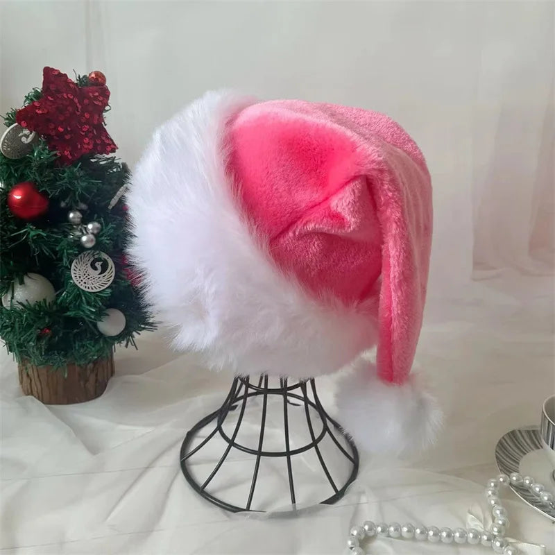 Black and White Fur Plush Hat for Adults and Children, Christmas Cap, Xmas Party, Home Decoration, High Quality