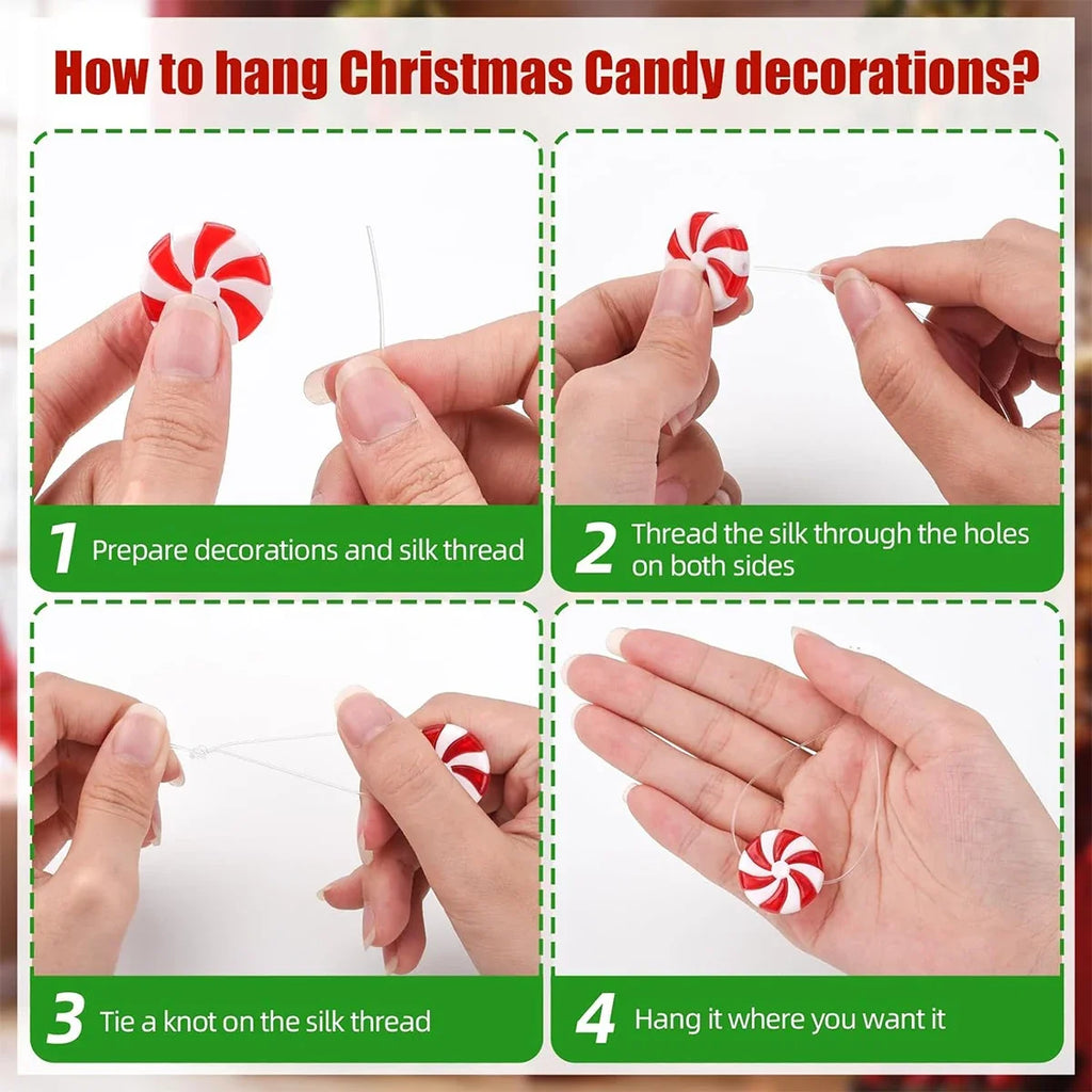 Christmas Decorations 2024 Plastic Christmas Candy Hanging Ornaments for Home Party Xmas Tree Decors New Year Navidad Supplies