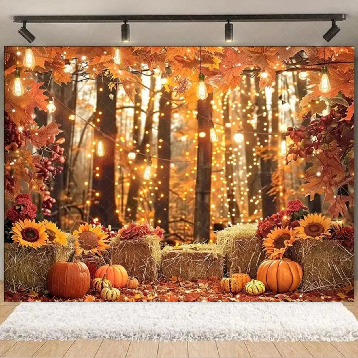 Autumn Harves Happy Thanksgiving Background Pumpkin Turkey Orange Backdrop Banner Party Decorations Supplies Family Party Gifts
