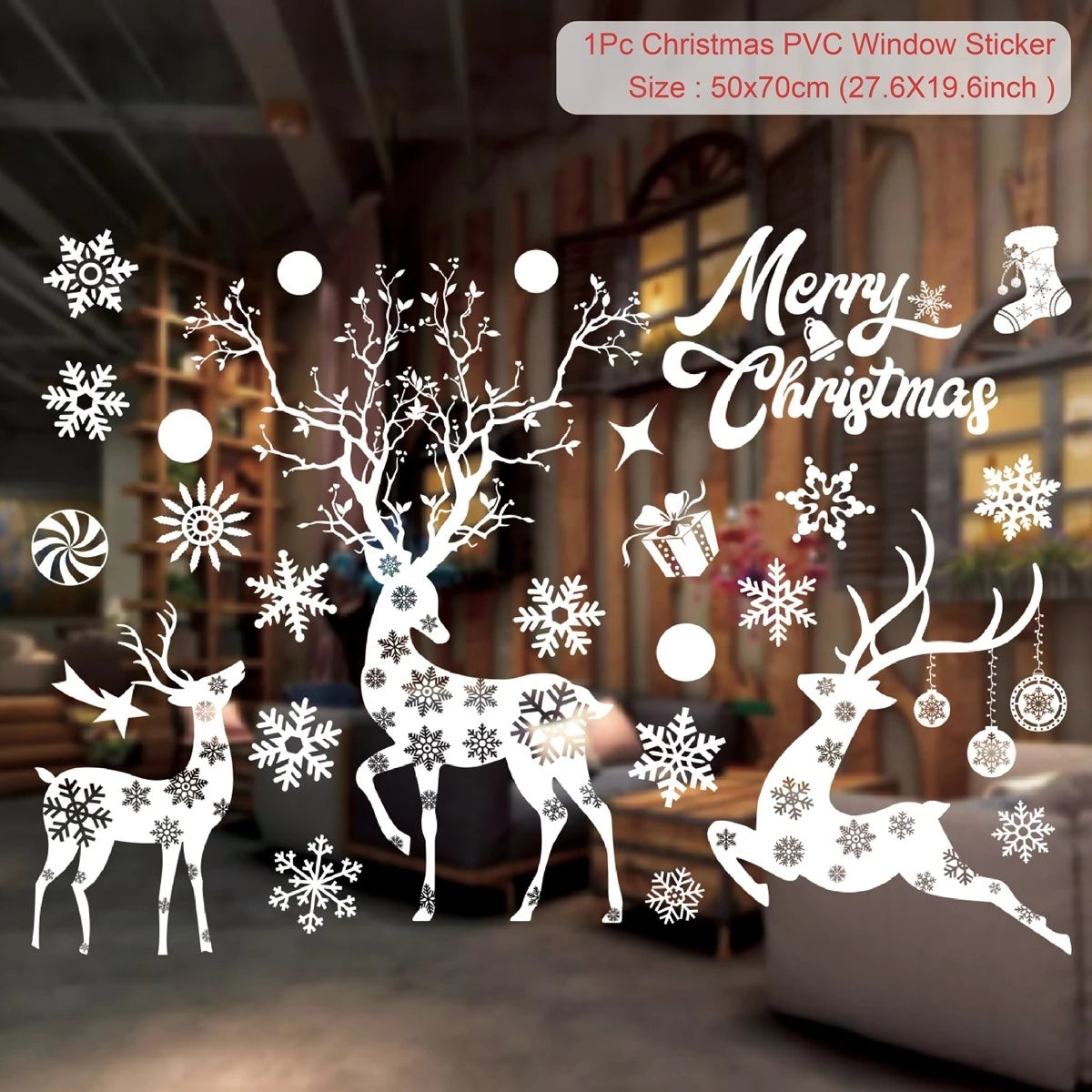 Christmas Wall Window Stickers Christmas Decoration For Home 2024 Merry Christmas Ornaments Xmas Navidad Happy New Year 2025