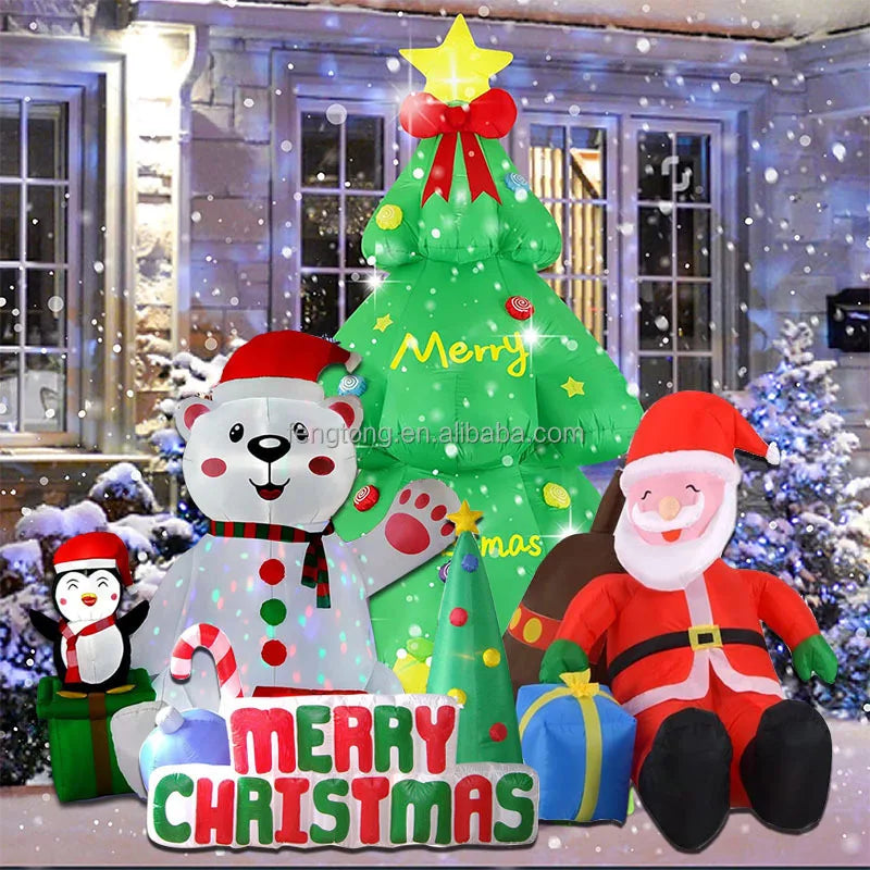 Christmas Inflatables 8ft Christmas Inflatable Santa Claus With Led Lights For Holiday Decorations