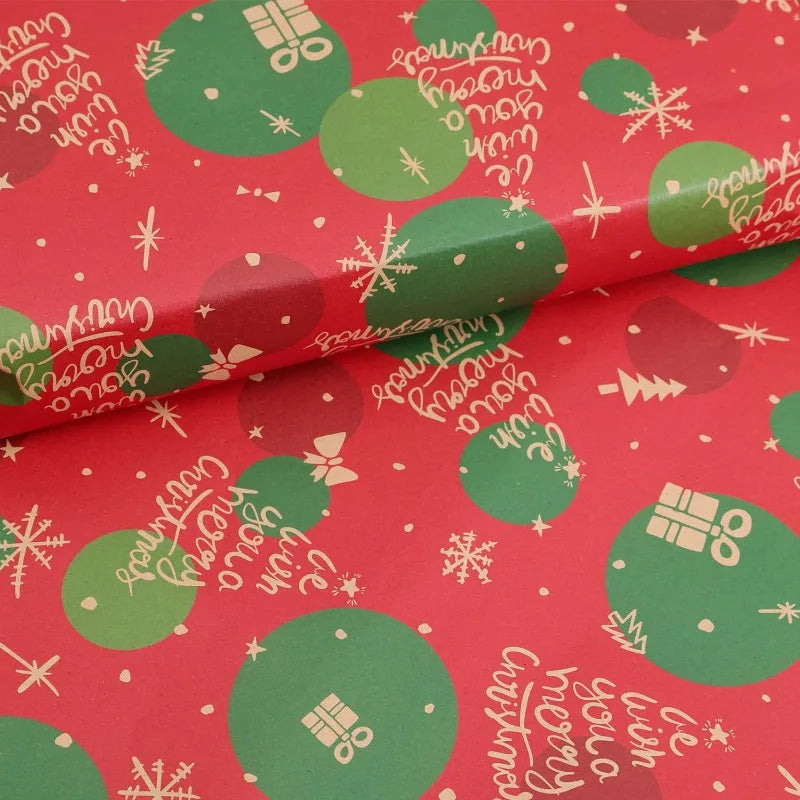Christmas Kraft Wrapping Paper Cartoon Xmas Tree Santa Claus Gifts Packaging Paper DIY Craft Home Party Decoration Background