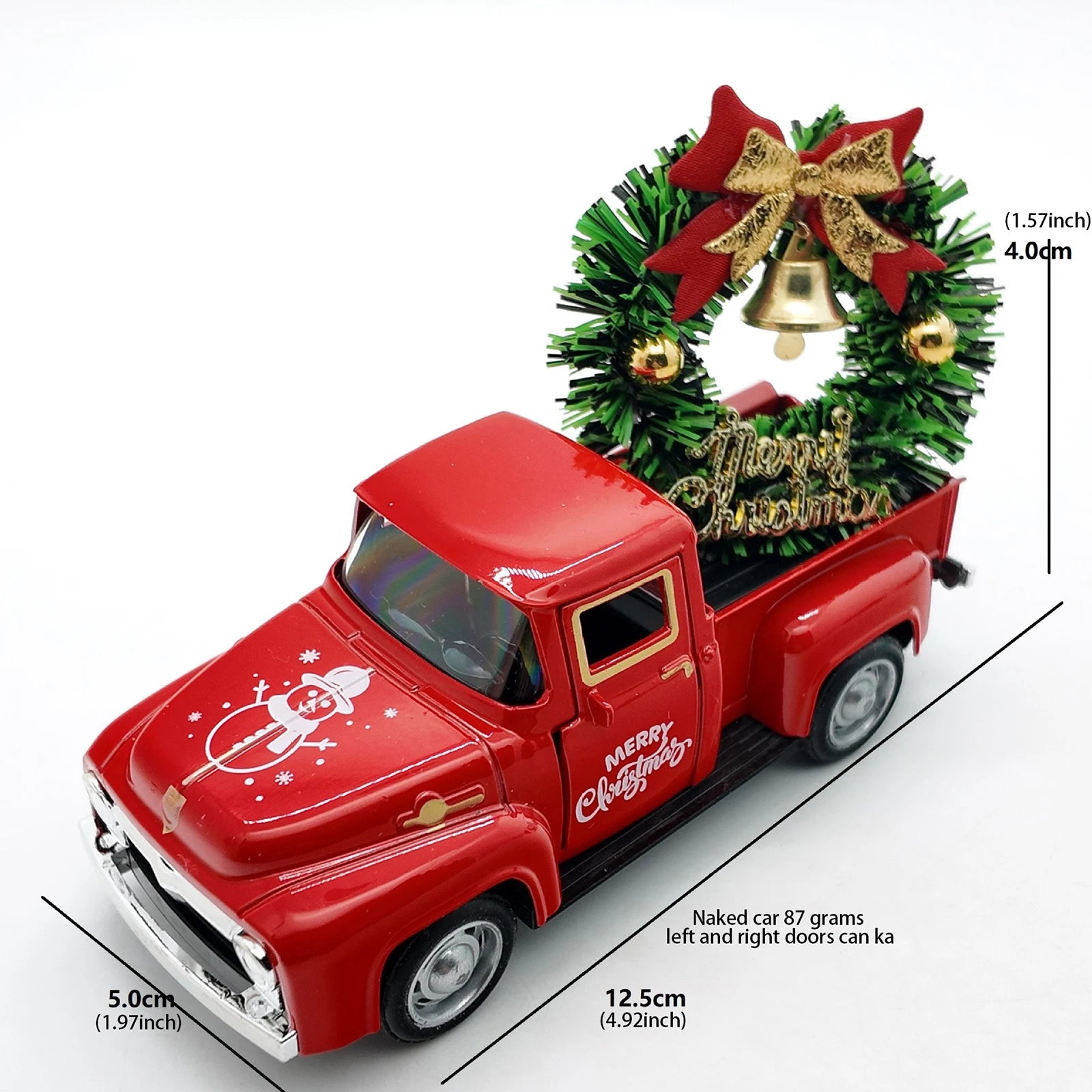 Christmas Table Decoration Mini Snowman Truck with Wreath Figurine Desk Statues Centerpieces for Home Party Decor