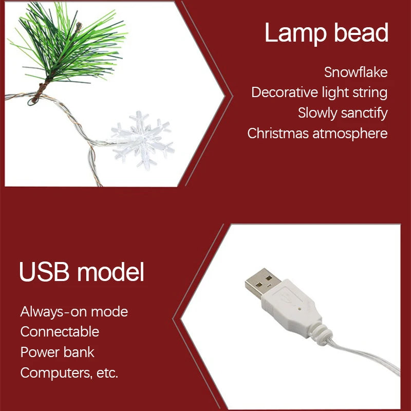 Christmas LED Light String Santa Claus Elk Snowman Xmas Ornament String Light Christmas Decorations 2025 New Year Navidad Gift