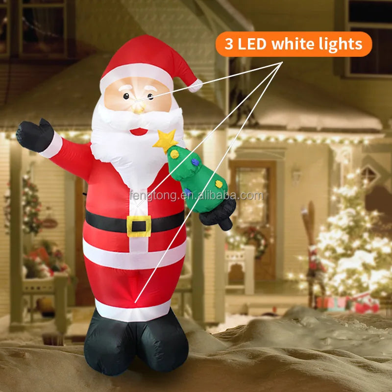 Christmas Inflatables 8ft Christmas Inflatable Santa Claus With Led Lights For Holiday Decorations