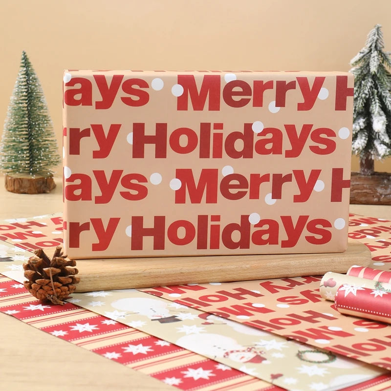 Christmas Wrapping Paper 50*70cm Christmas Kraft Paper Gift Wrap with Snowflake for Xmas Party Gift Packing DIY Crafts Papers