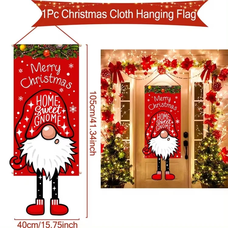 Merry Christmas Hanging Flag Christmas Decorations For Home 2024 Christmas Door Banner Xmas Gifts Navidad Happy New Year 2025