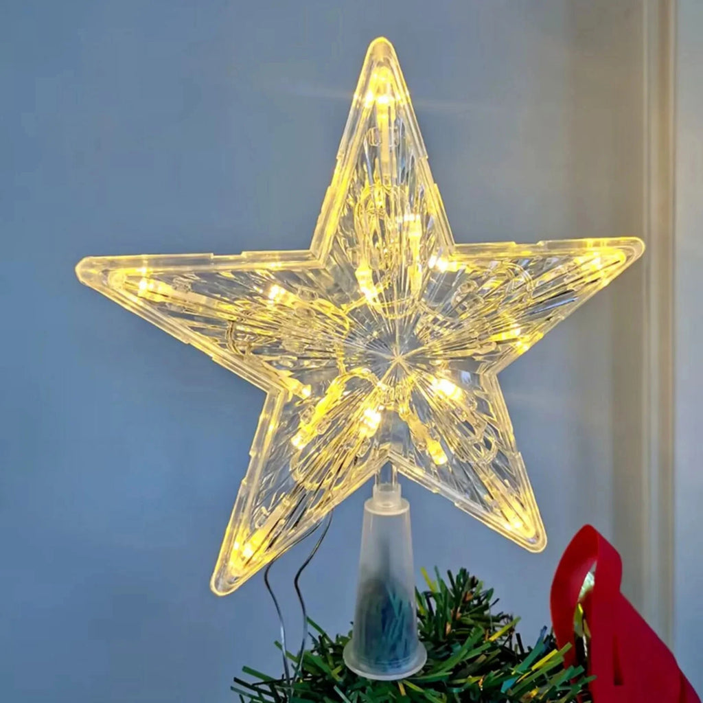 15/19cm Christmas Decoration Glowing Tree Topper Glitter Shining Star Xmas Tree Ornaments for Home Decor Navidad New Year 2026